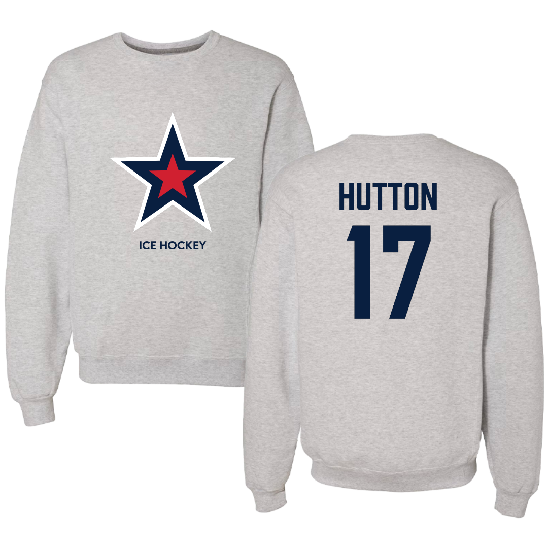 Robert Morris University Ice Hockey (M) Light Gray Crewneck - #17 Matt Hutton