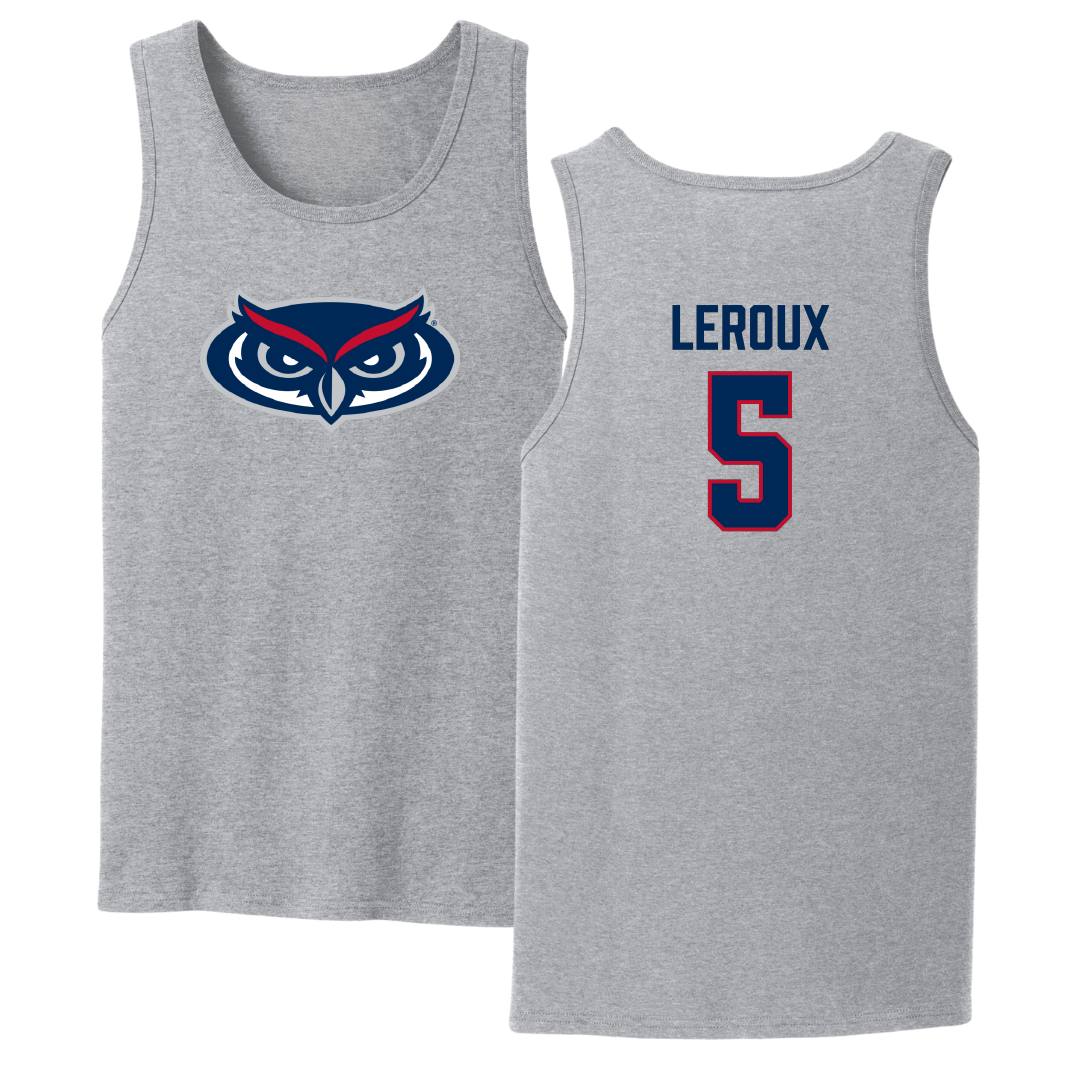 Florida Atlantic University Baseball Sport Gray Tank Top - #5 Brando Leroux