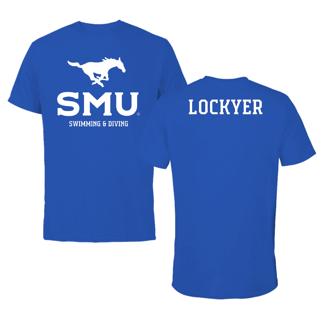 Southern Methodist University Swimming & Diving Blue Mascot Performance Tee - Hannah Lockyer