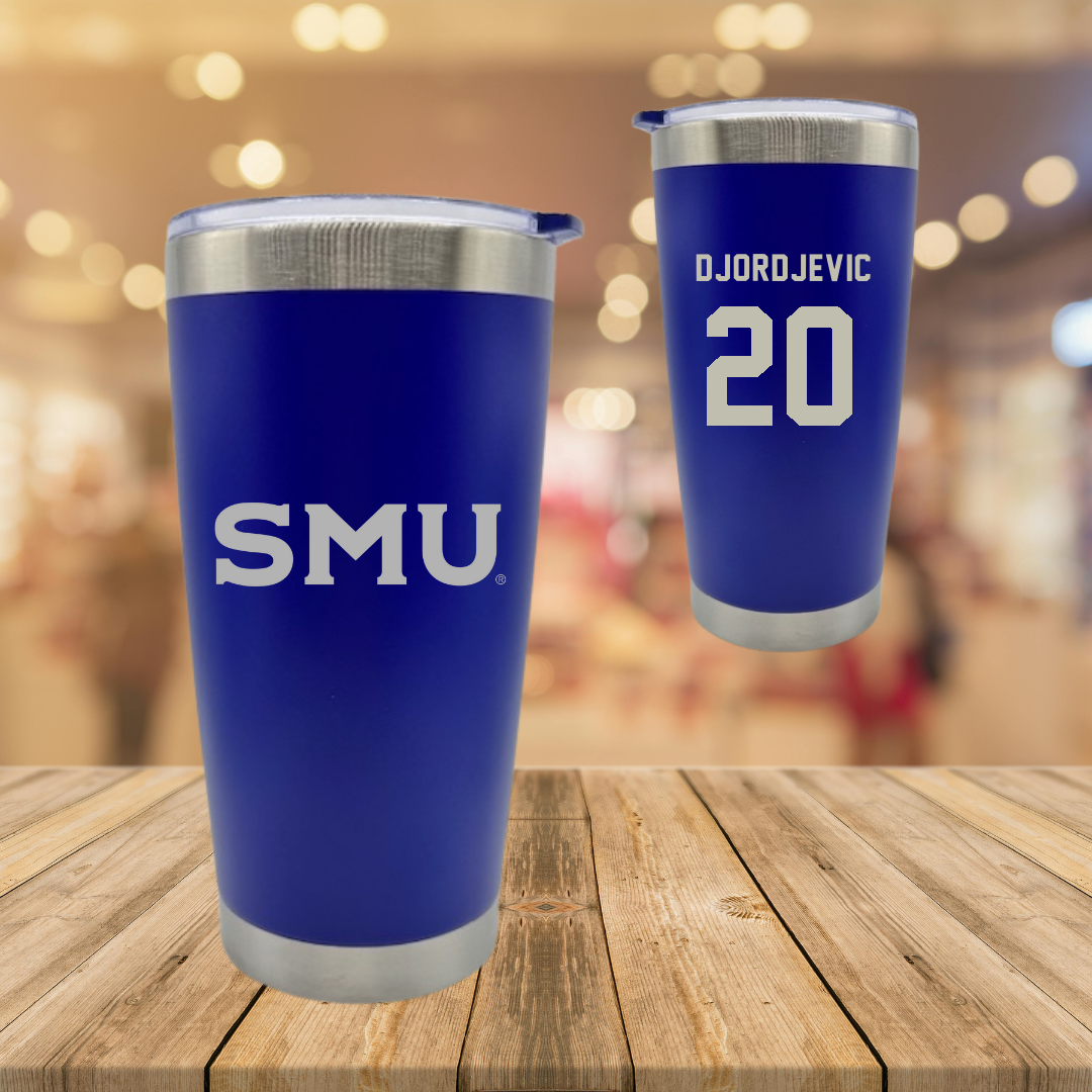 Southern Methodist University Soccer Blue Stainless Steel Tumbler - #20 Nikola Djordjevic