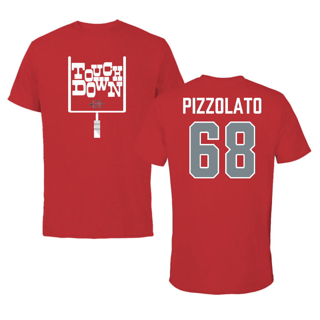 Nicholls State University Football Red Touchdown Tee - #68 Robbie Pizzolato