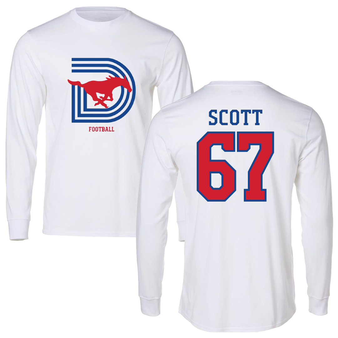Southern Methodist University Football White Long Sleeve - #67 Sean Scott
