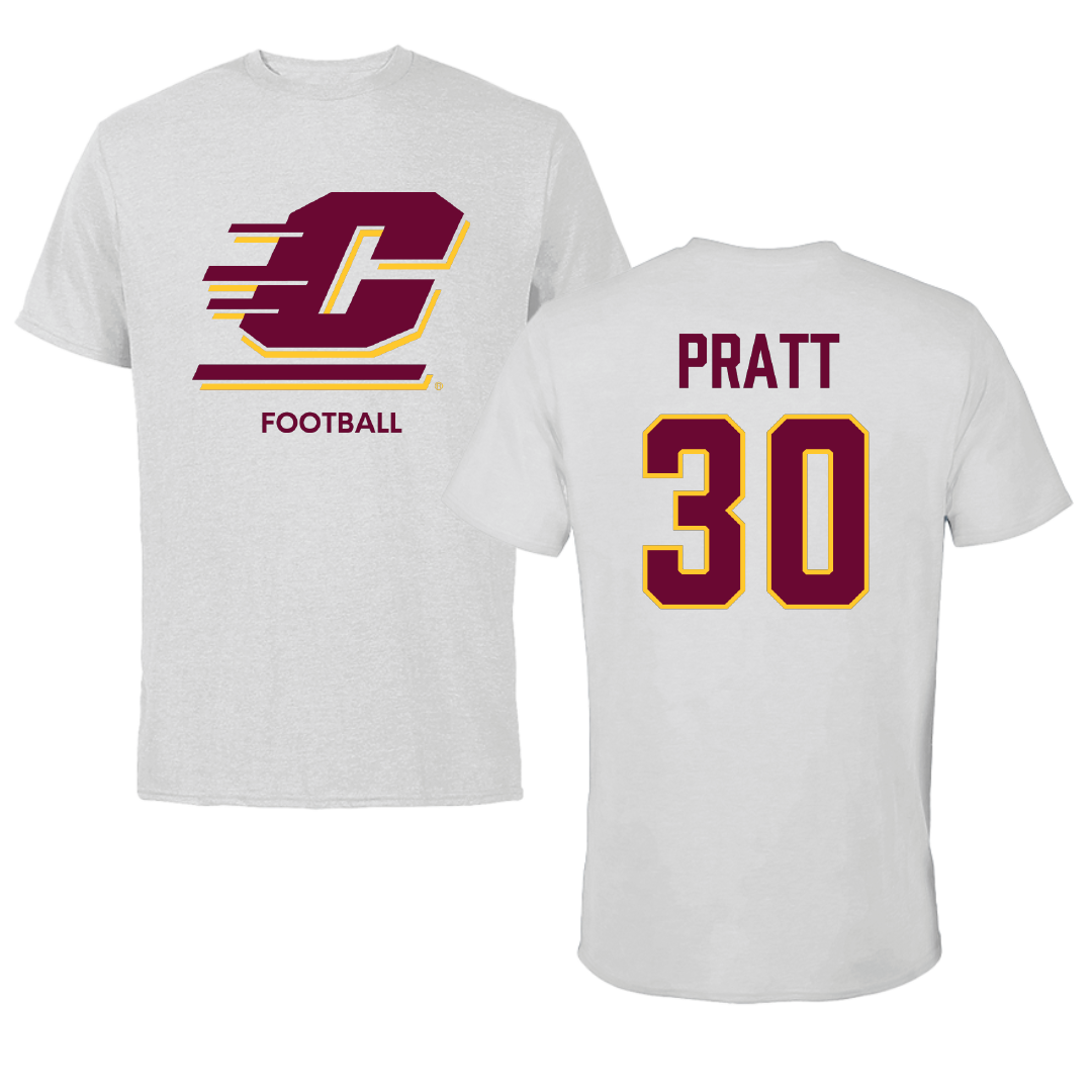 Central Michigan University Football Light Gray Tee - #30 Ben Pratt