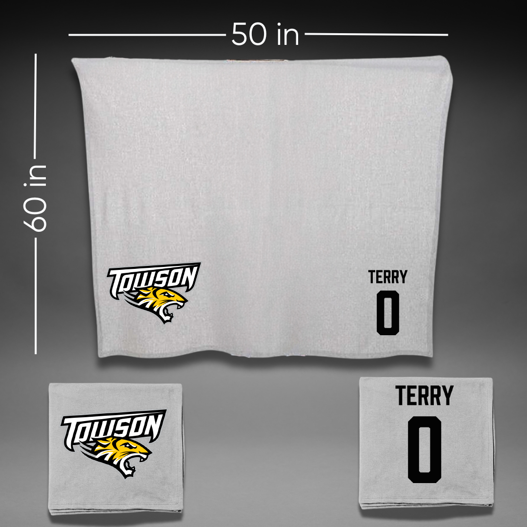Towson University Football Gray Blanket - #0 Xavier Terry