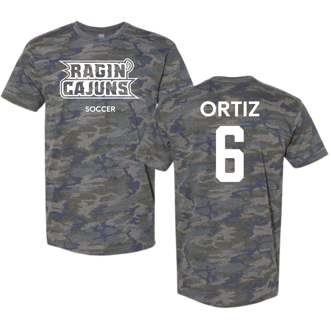 University of Louisiana at Lafayette Soccer (W) Vintage Camo Tee - #6 Lucy Ortiz