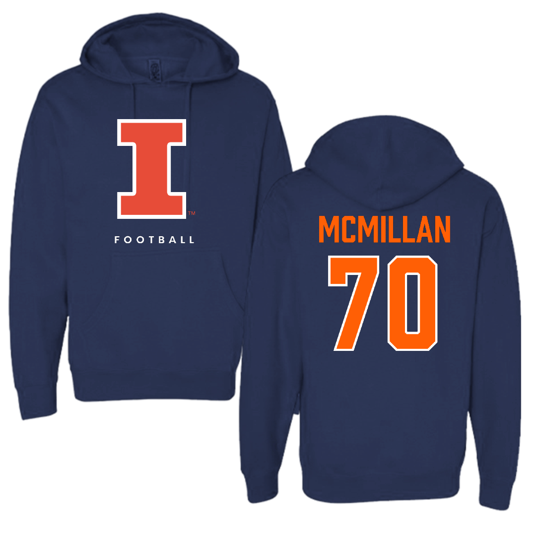 University of Illinois Football Navy Hoodie - #70 Tyler McMillan