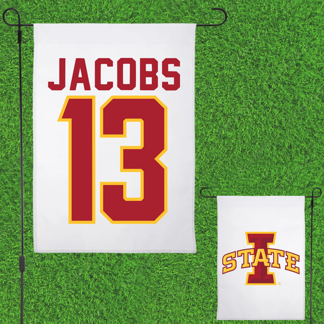 Iowa State University Soccer White Garden Flag - #13 Nicolasa Jacobs