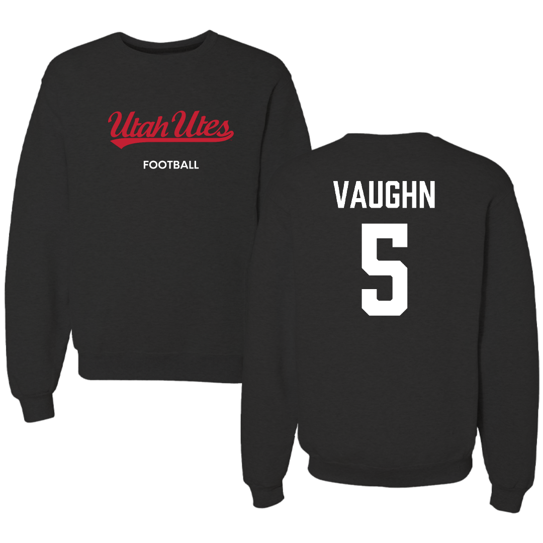 University of Utah Football Black Crewneck - #5 Zemaiah Vaughn