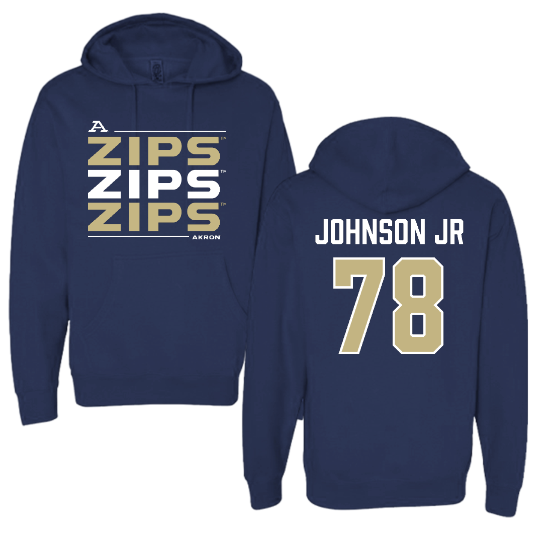 University of Akron Football Navy General Hoodie - #78 DJ Johnson Jr