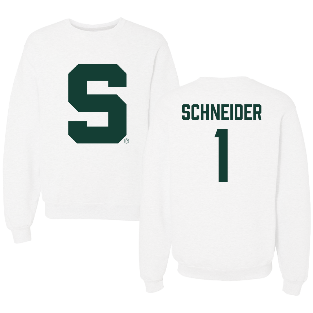Michigan State University Volleyball White Crewneck - #1 Lia Schneider