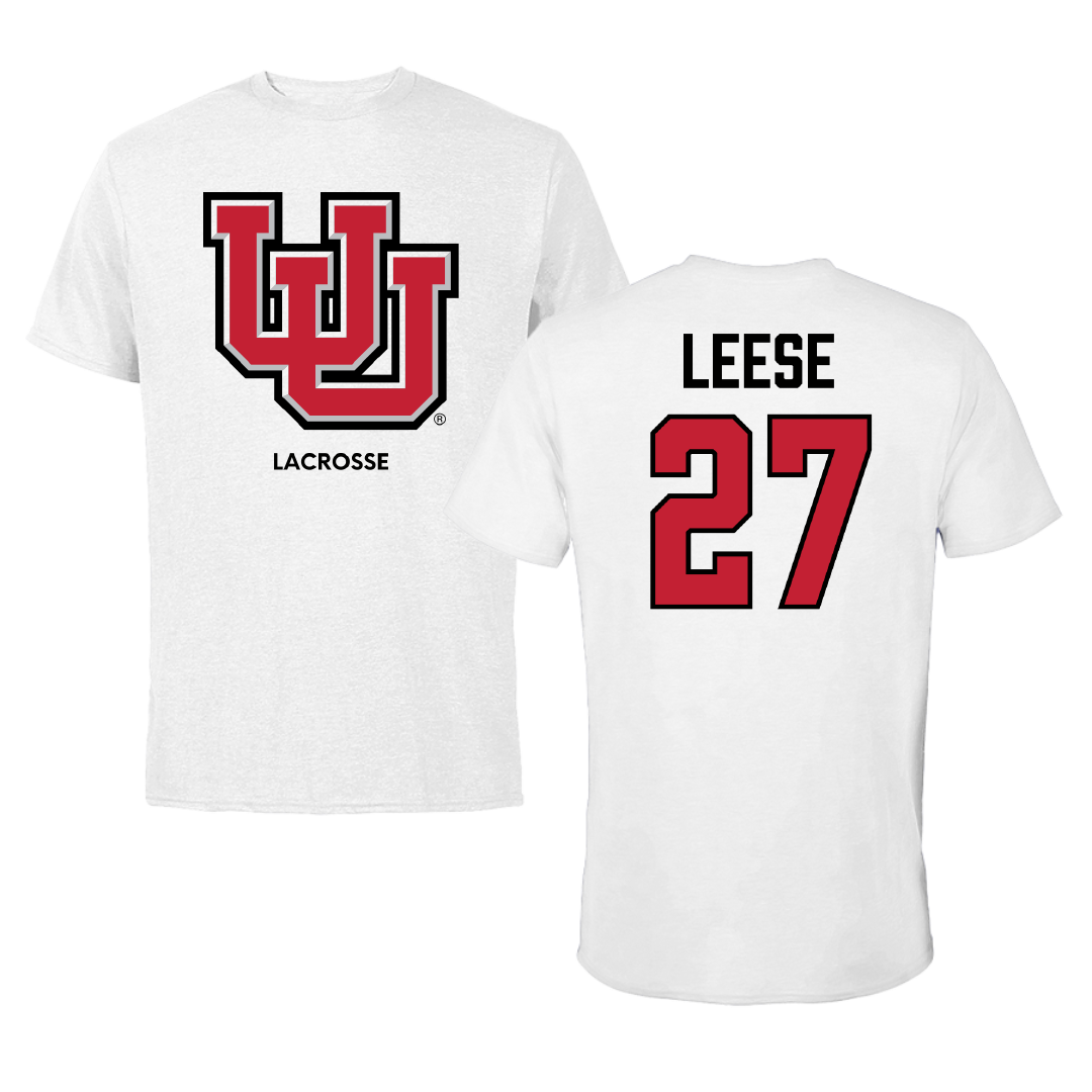 University of Utah Lacrosse (M) White Performance Tee - #27 Will Leese
