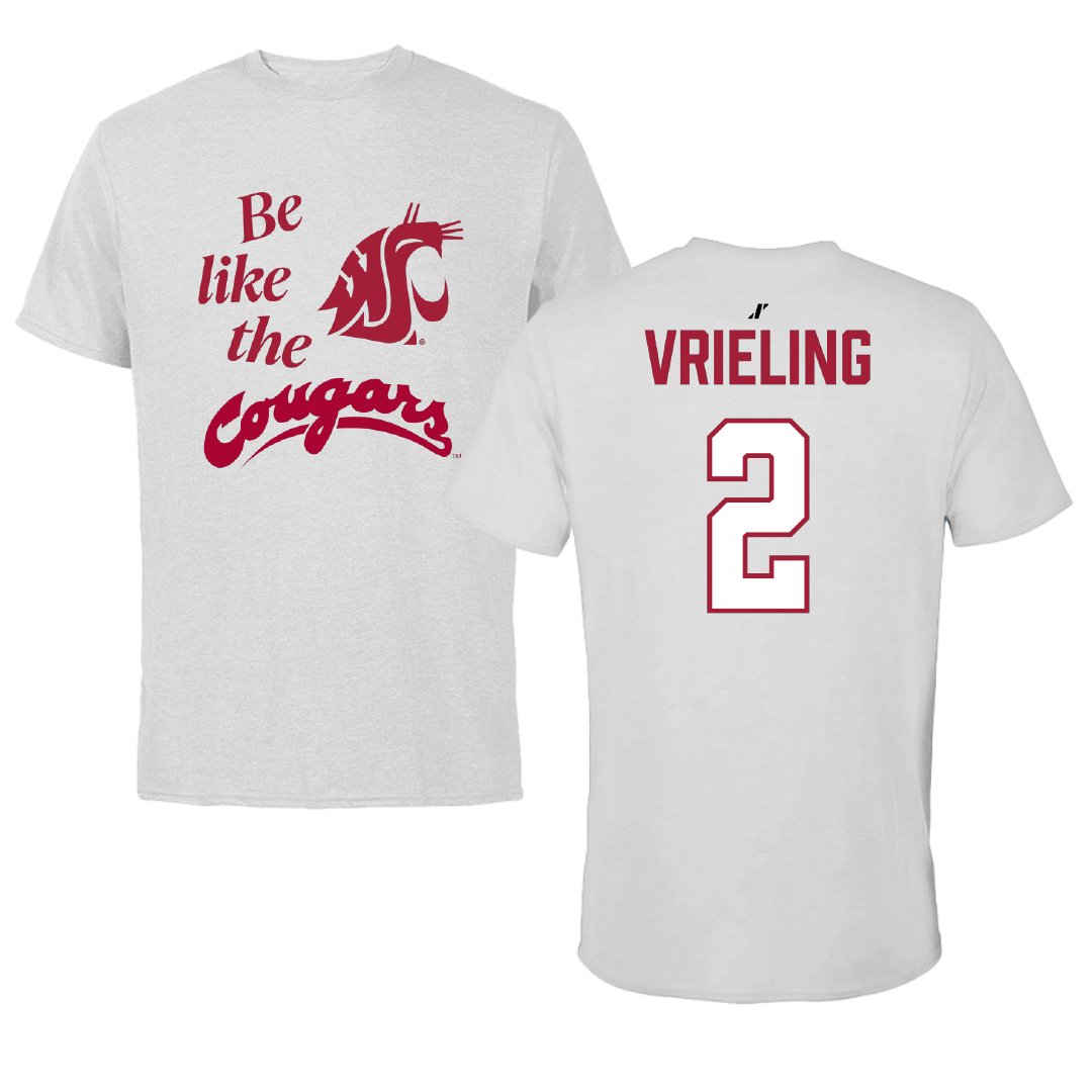 Washington State University Volleyball Light Gray Be Like Us Performance Tee - #2 Taryn Vrieling