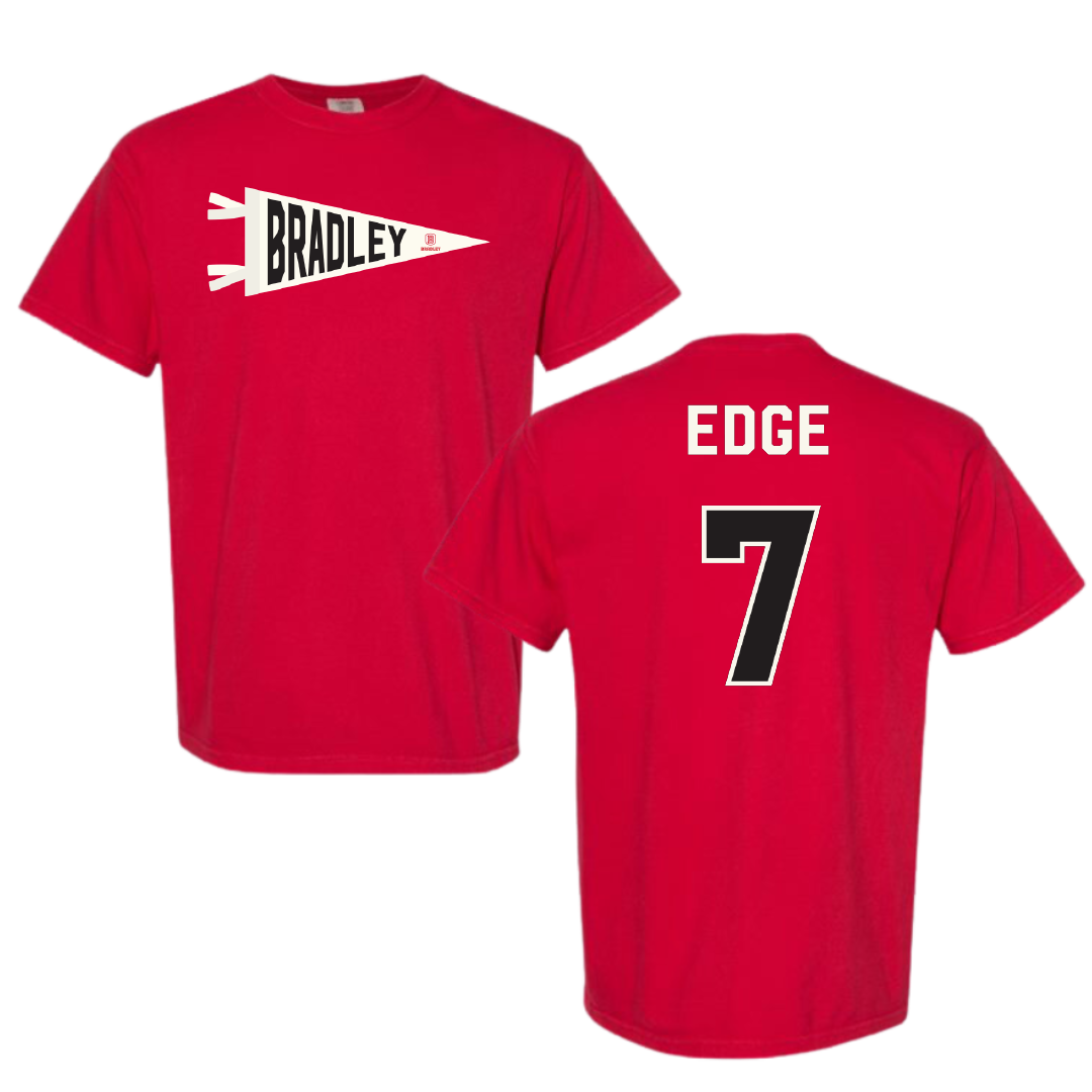 Bradley University Baseball Red Pennant Comfort Colors Tee - #7 Anthony Edge