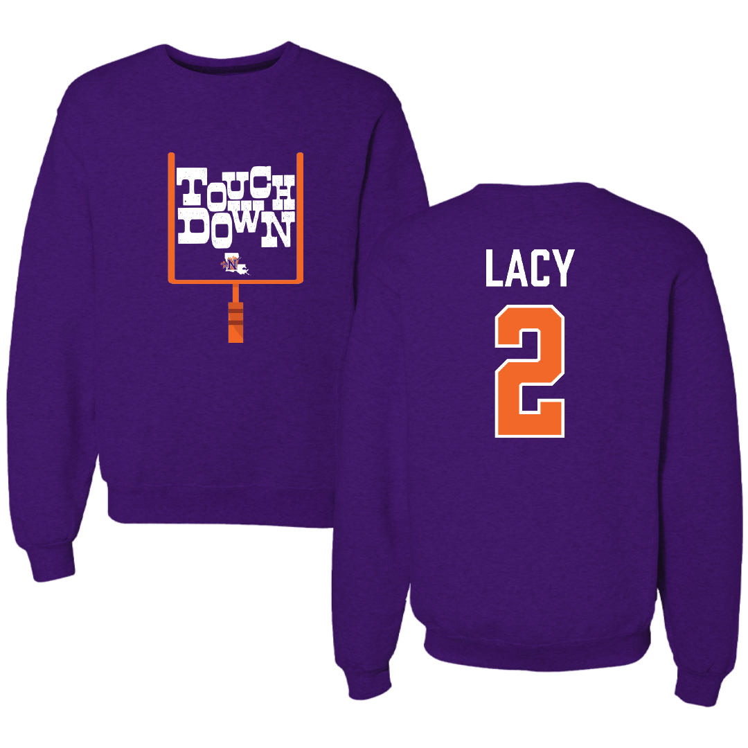 Northwestern State University Football Purple Touchdown Crewneck - #2 Kennieth Lacy