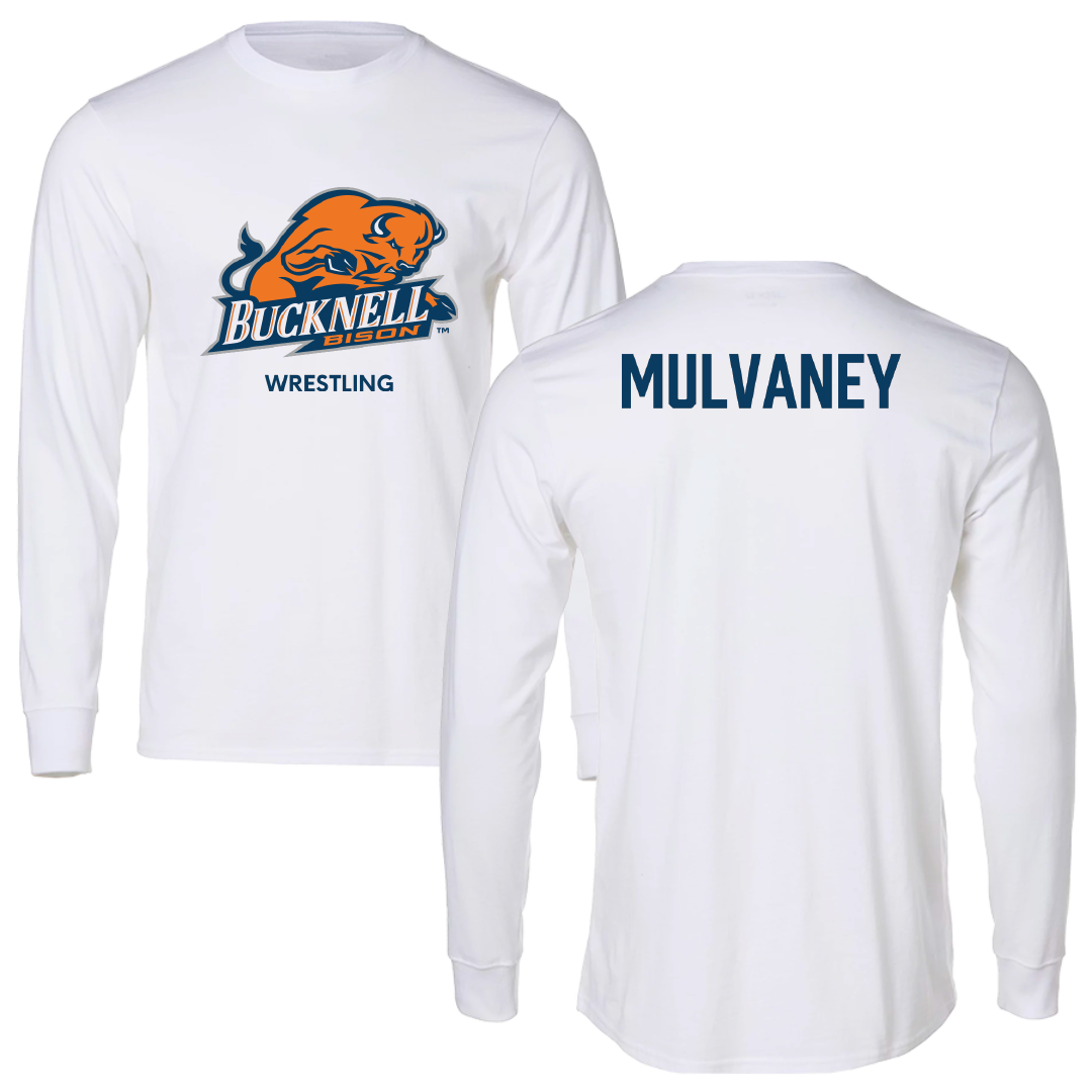 Bucknell University Wrestling (M) White Performance Long Sleeve - Noah Mulvaney
