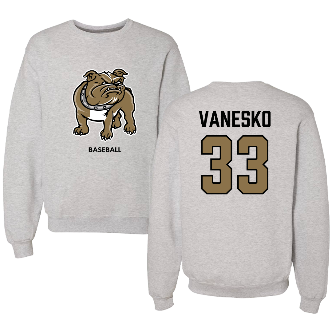 Bryant University Baseball Light Gray Crewneck - #33 Jackson Vanesko
