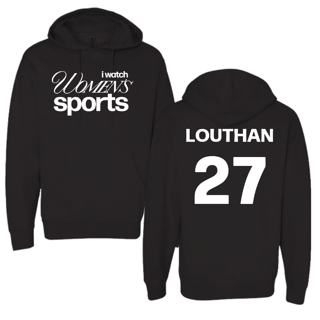 Dallas Baptist University Soccer Black WHM Hoodie - #27 Anne Louthan