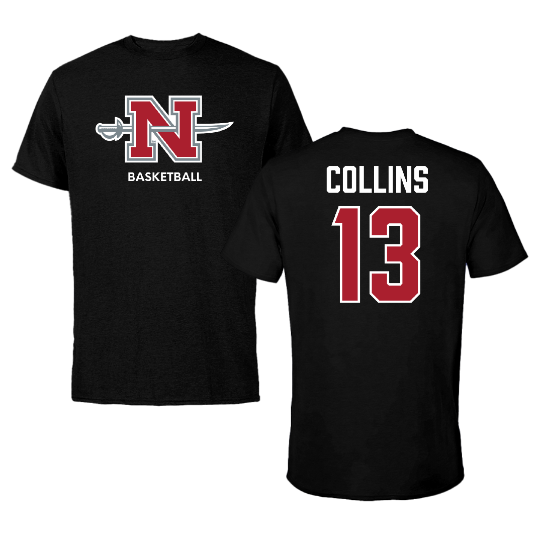 Nicholls State University Basketball (M) Black Mascot Performance Tee - #13 Mekhi Collins