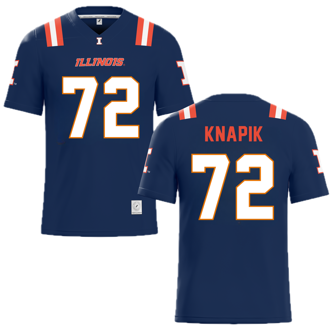 University of Illinois Blue Football Jersey - #72 Ayden Knapik