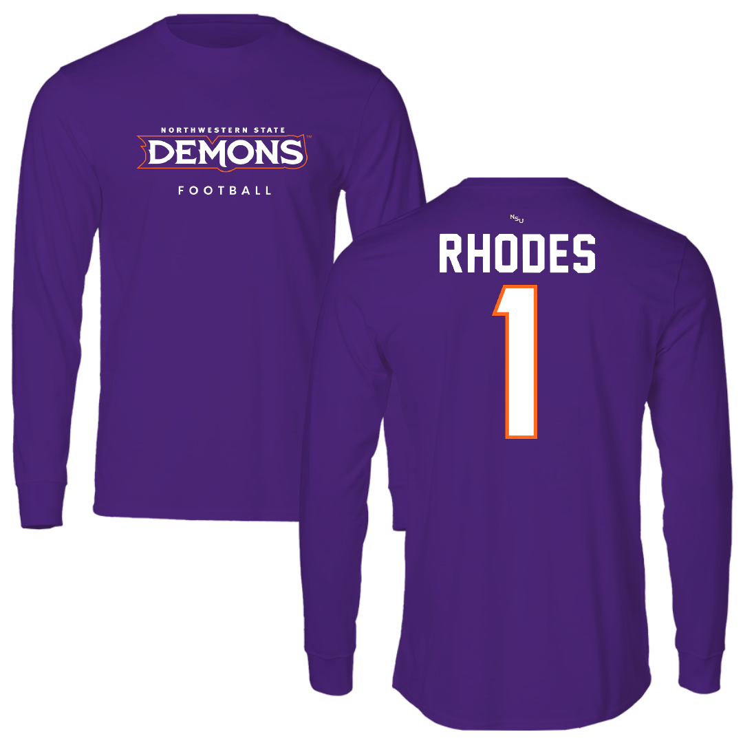 Northwestern State University Football Purple Demons Performance Long Sleeve - #1 Dylan Rhodes