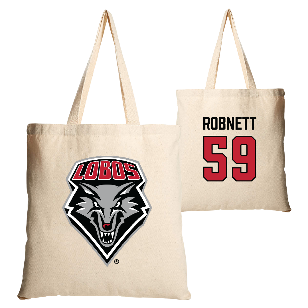 University of New Mexico Football Tan Canvas Tote Bag - #59 Kaden Robnett