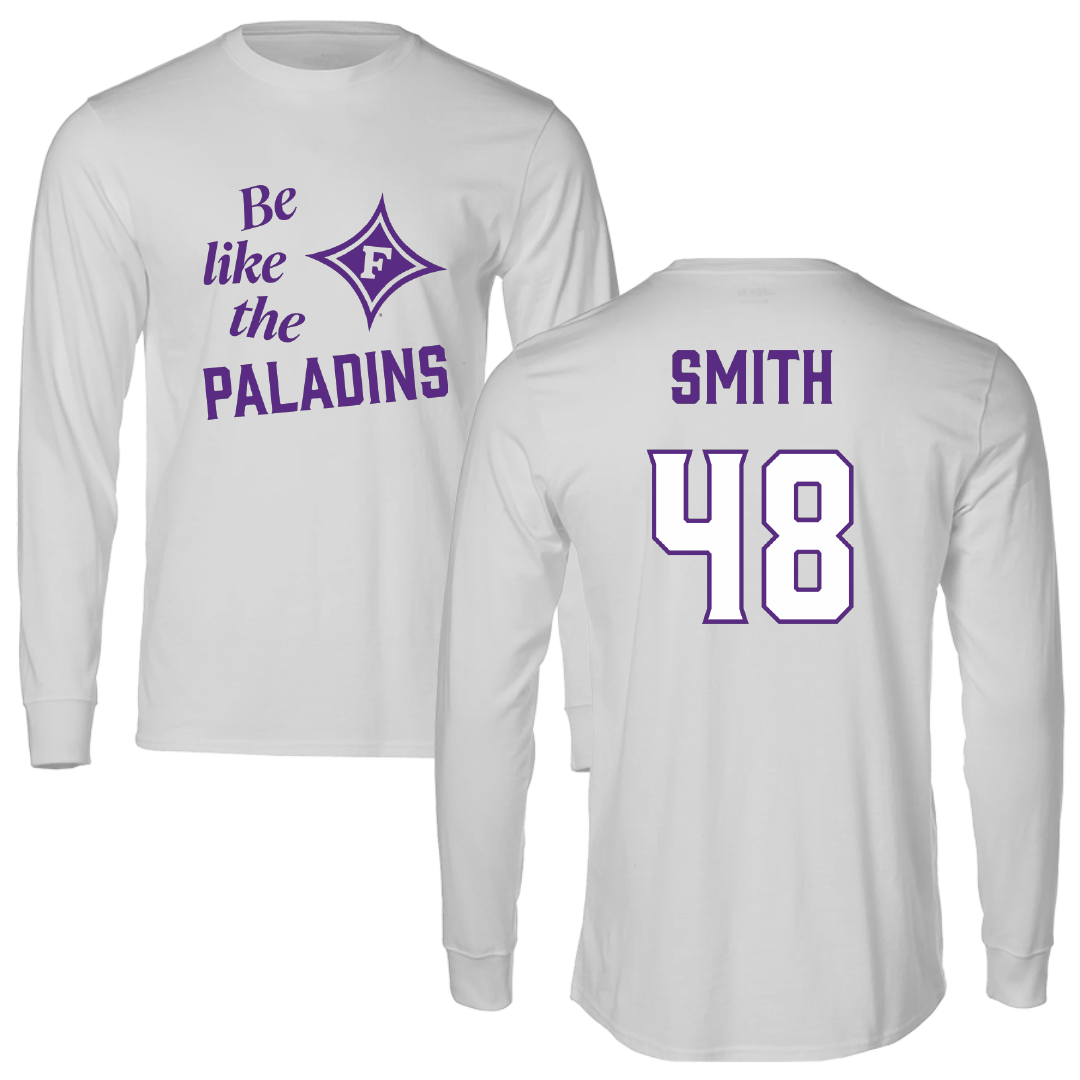 Furman University Football Light Gray Be Like Us Long Sleeve - #48 Luke Smith
