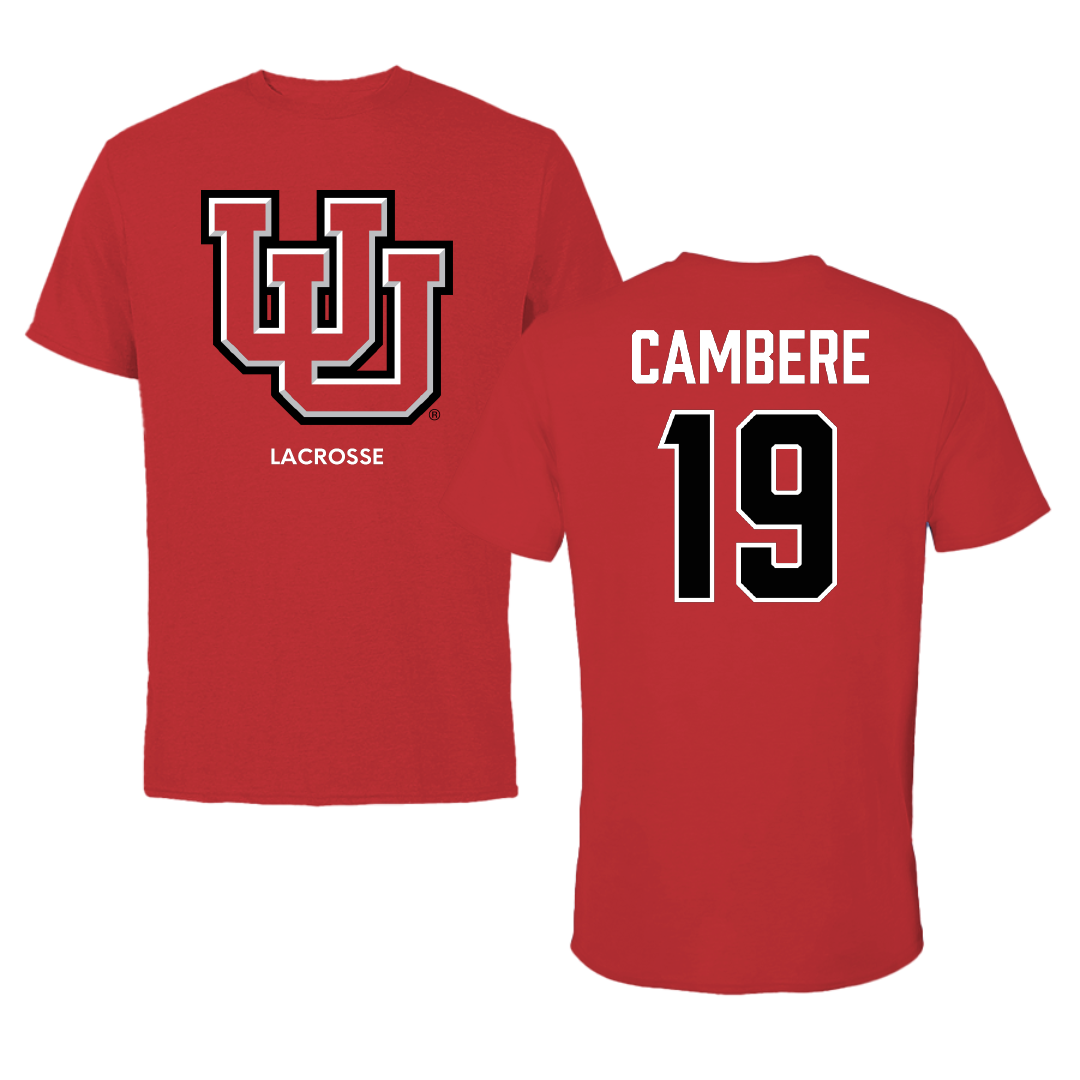 University of Utah Lacrosse (M) Red Tee - #19 Sammy Cambere