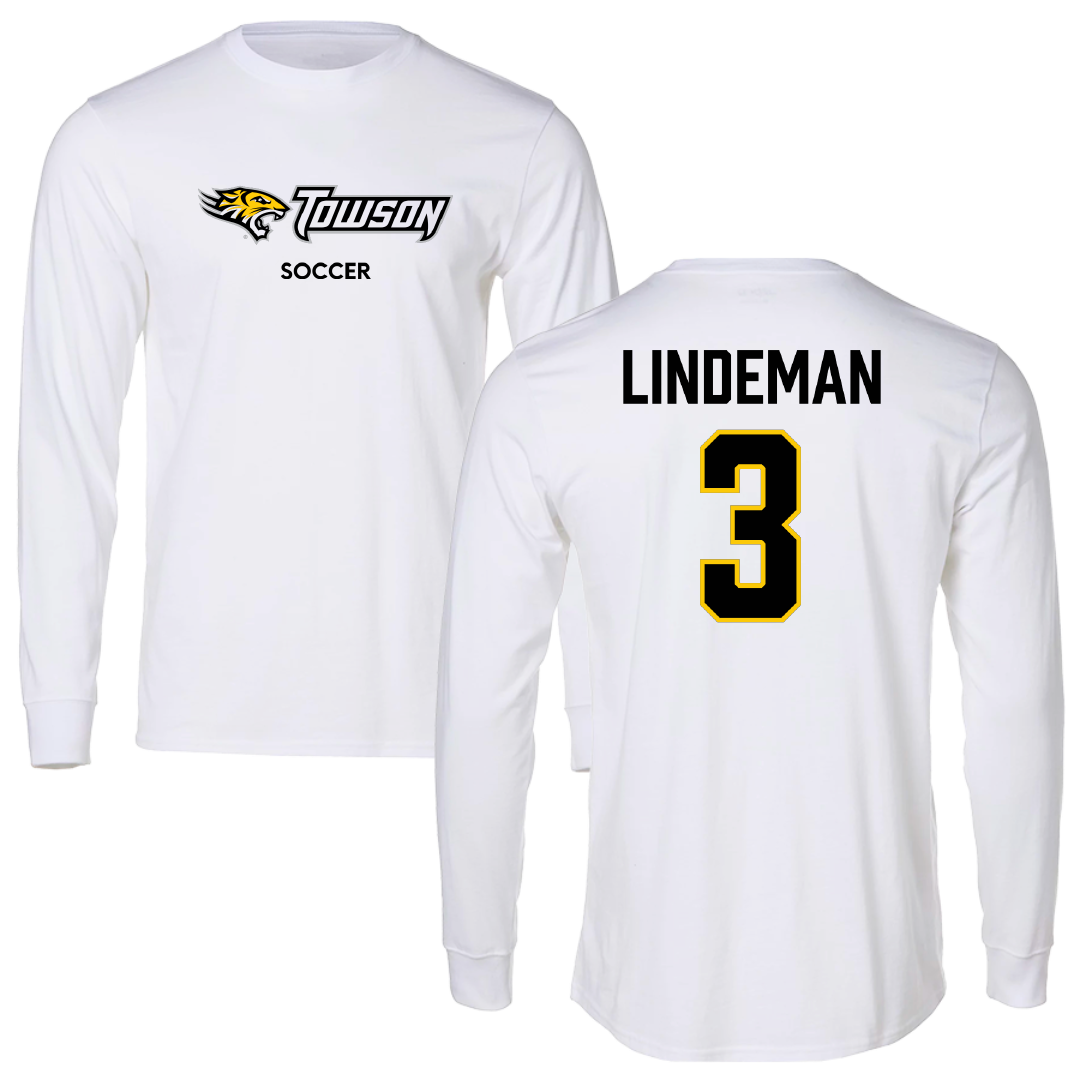Towson University Soccer (W) White Performance Long Sleeve - #3 Sydney Lindeman