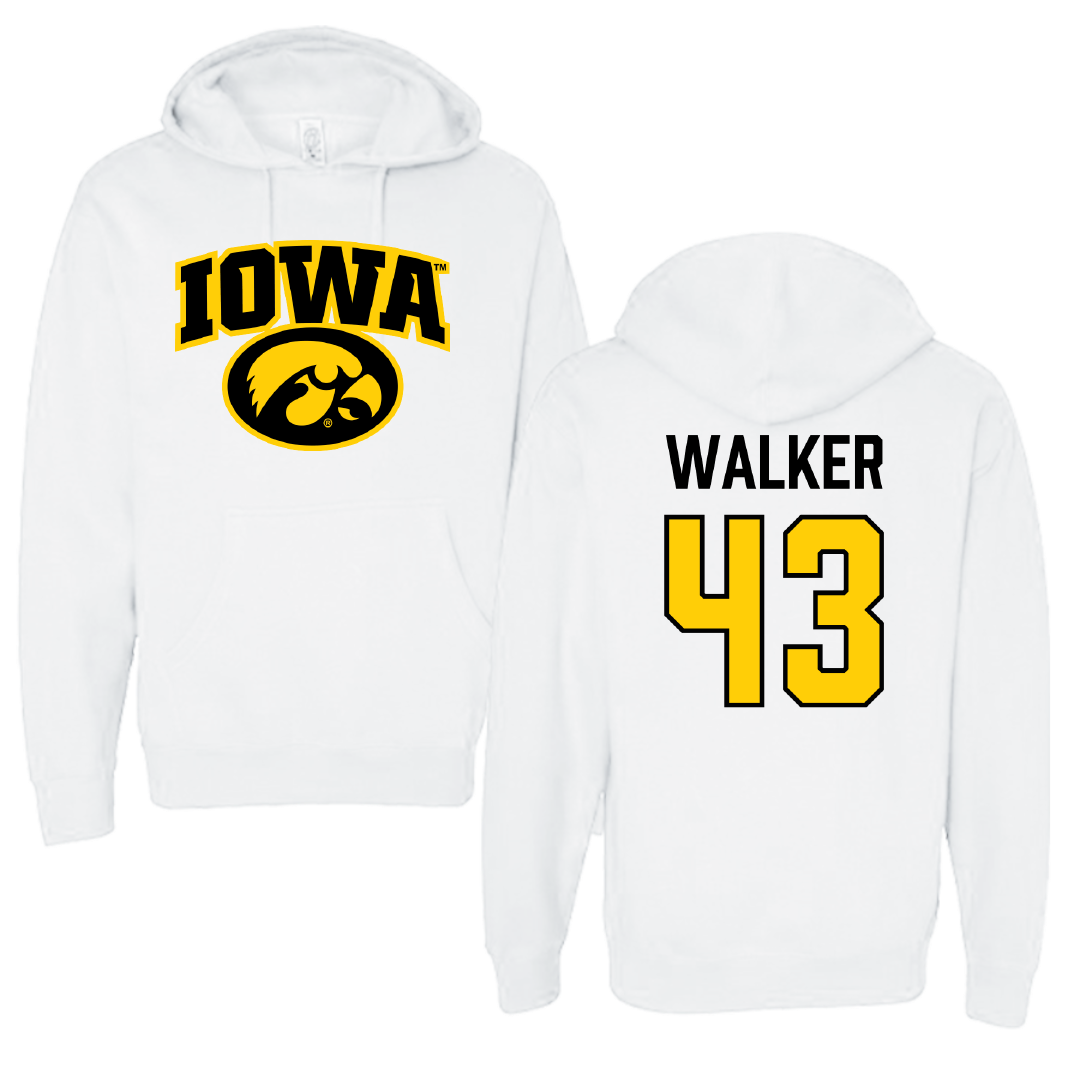 University of Iowa Baseball White Hoodie - #43 Bryson Walker