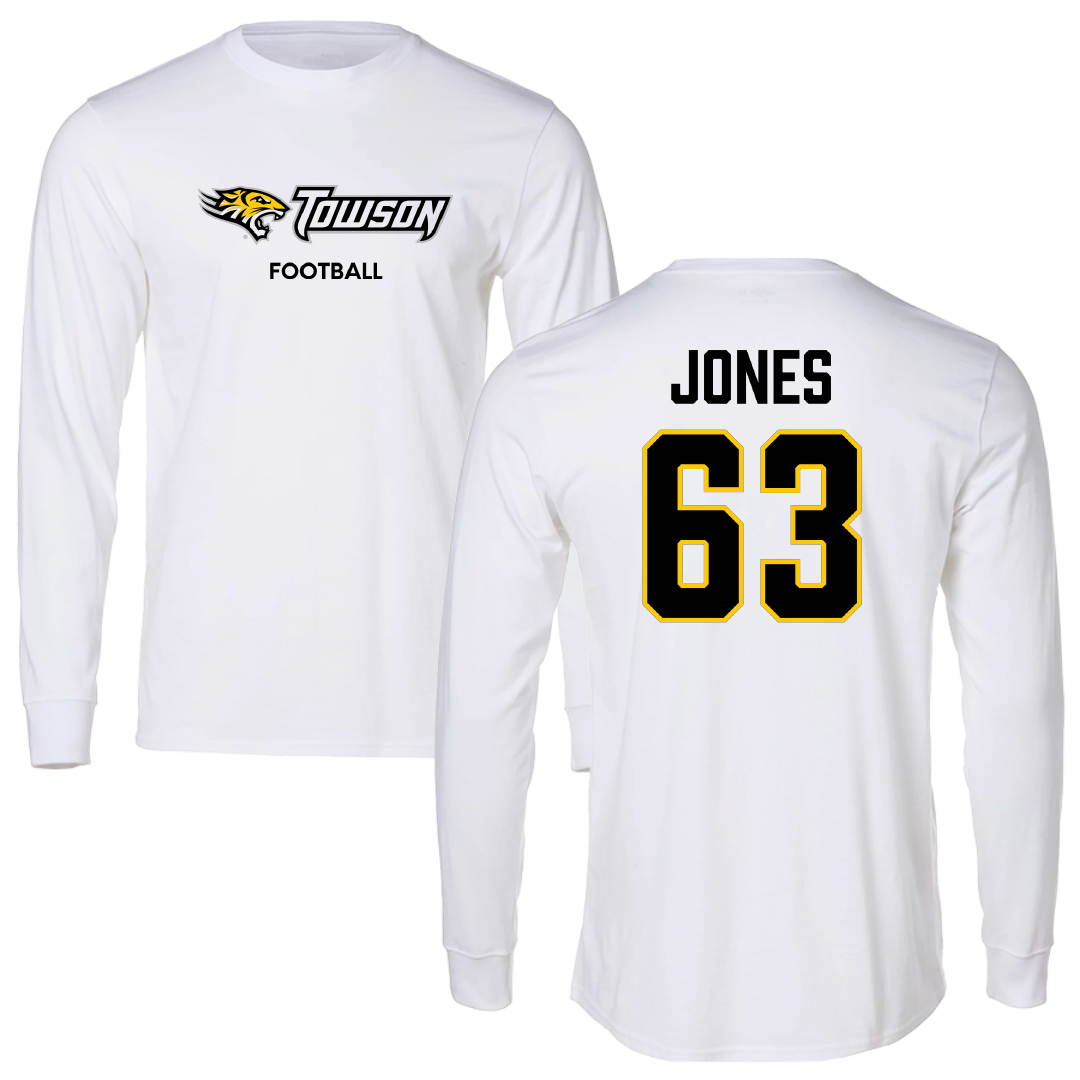 Towson University Football White Long Sleeve - #63 Dillon Jones
