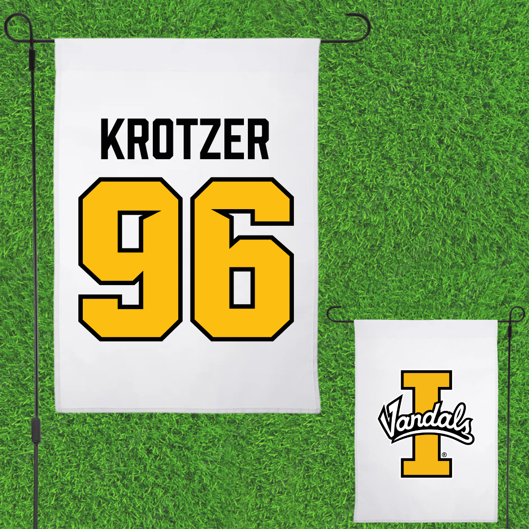 University of Idaho Football White Garden Flag - #96 Zach Krotzer