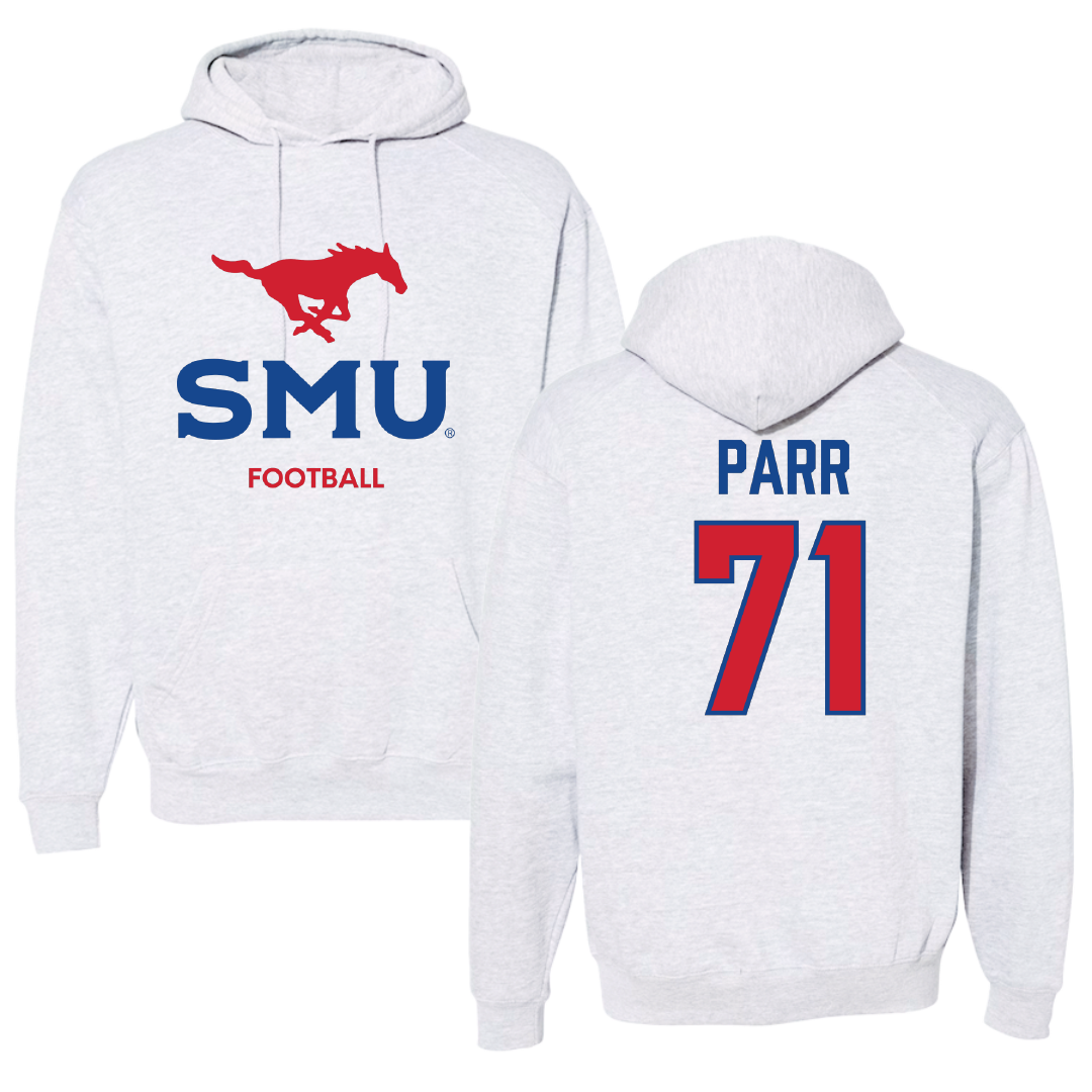 Southern Methodist University Football Light Gray Hoodie - #71 Logan Parr