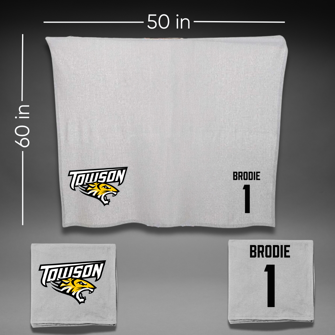 Towson University Football Gray Blanket - #1 Myles Brodie