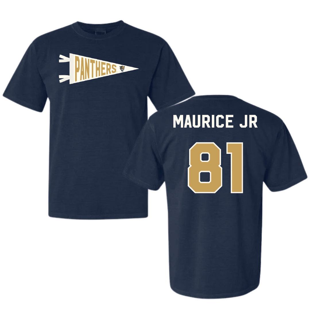 Florida International University Football Navy Pennant Comfort Colors Tee - #81 Luby Maurice Jr