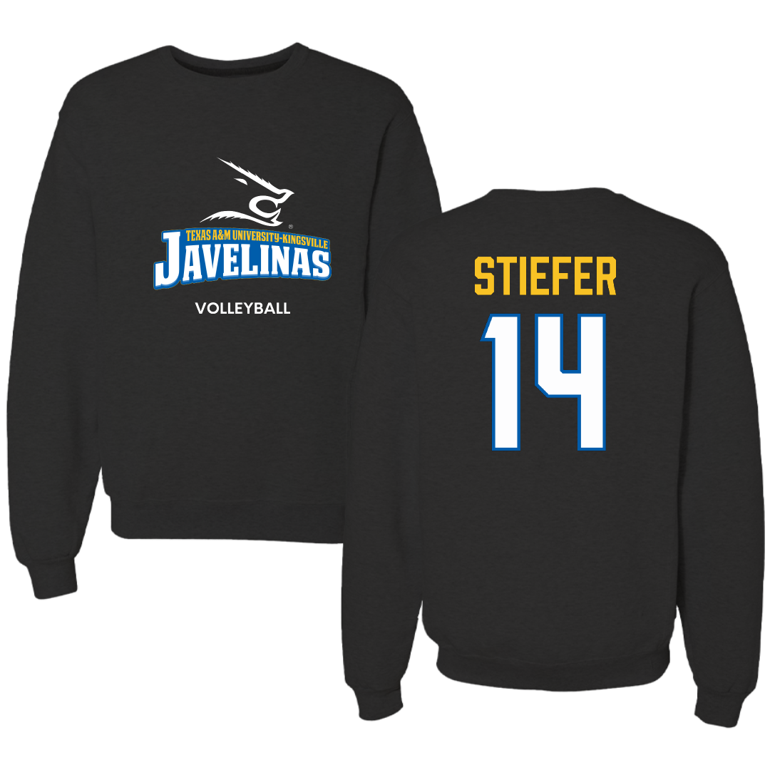 Texas A&M University-Kingsville Volleyball (W) Black Crewneck - #14 Meghan Stiefer