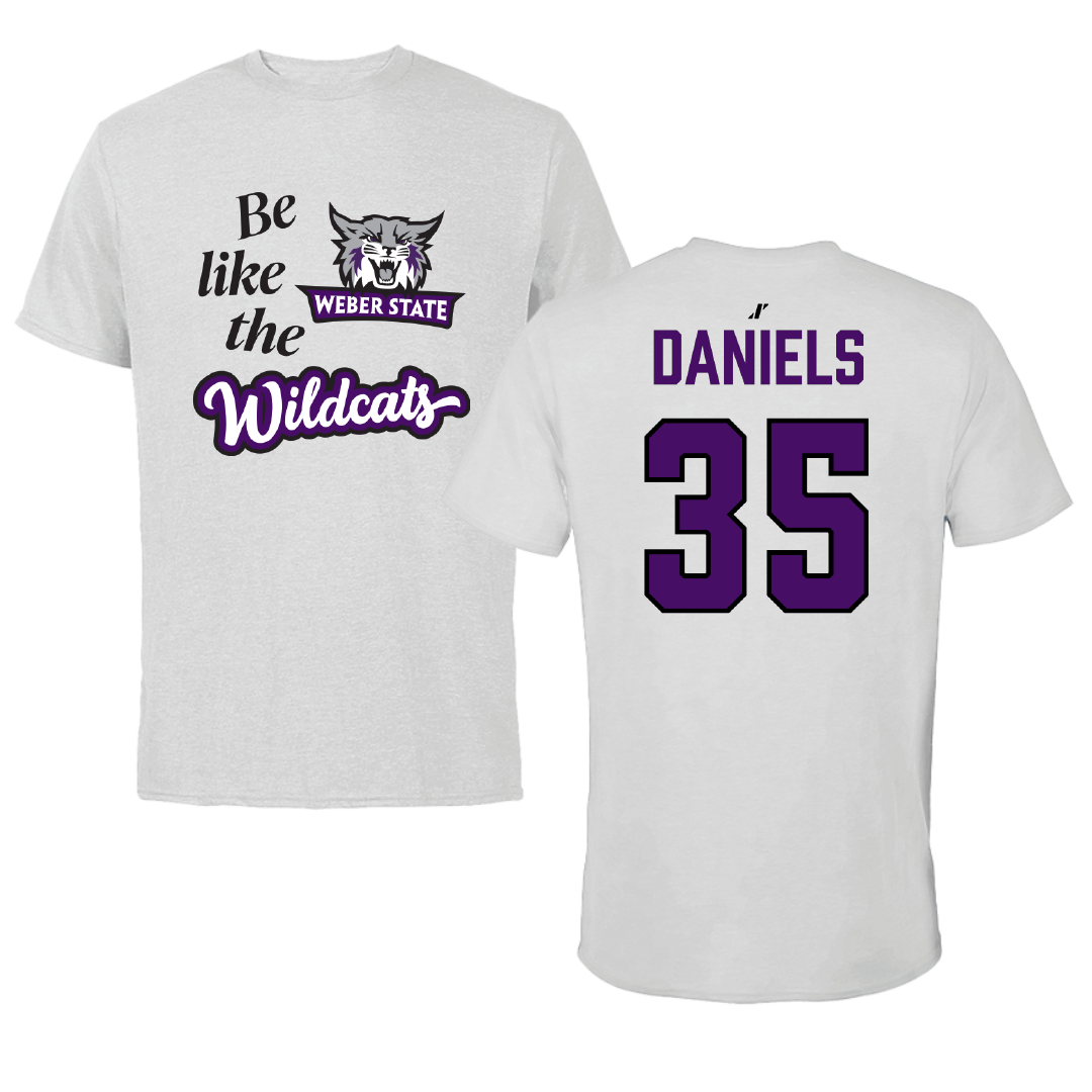 Weber State University Football Light Gray Be Like Us Tee - #35 Rishi Daniels