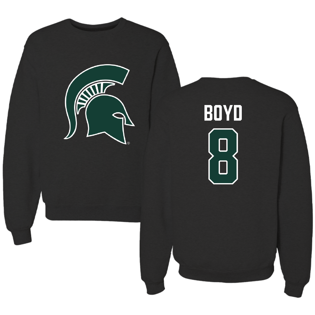 Michigan State University Football Black Crewneck - #8 Evan Boyd