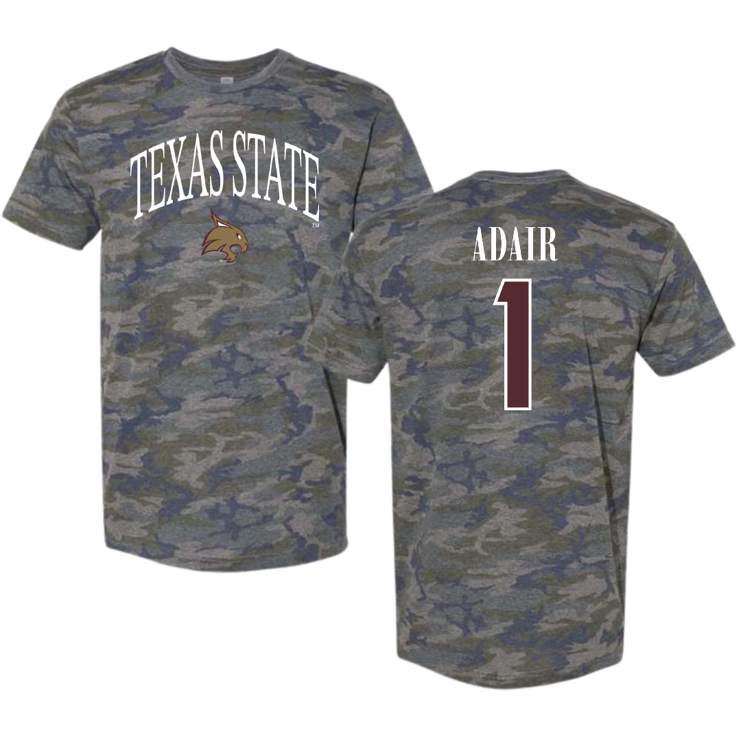 Texas State University Volleyball Vintage Camo Tee - #1 Ally Adair
