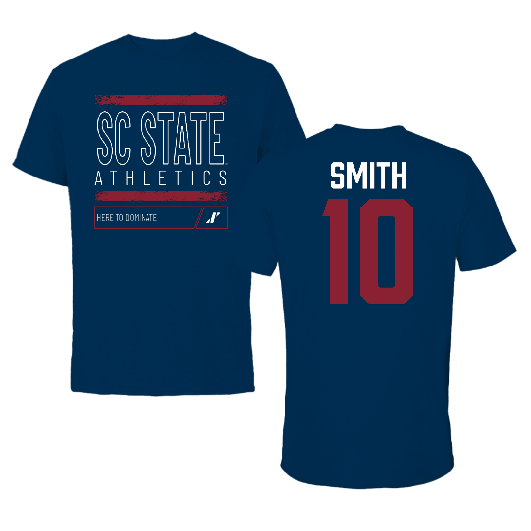 South Carolina State University Football Navy Dominate Performance Tee - #10 Tyler Smith