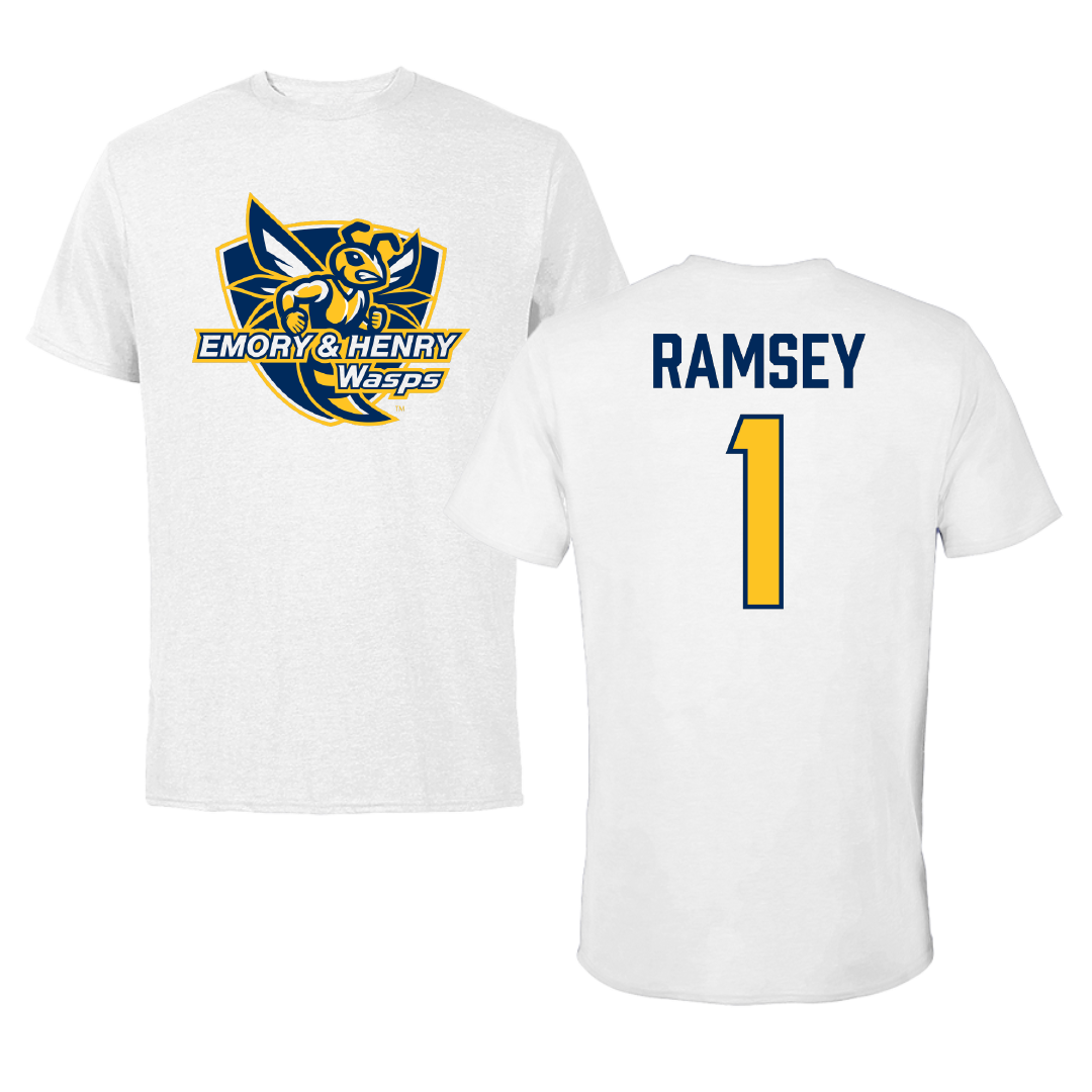 Emory & Henry College Basketball (W) White Tee - #1 Lyndie Ramsey