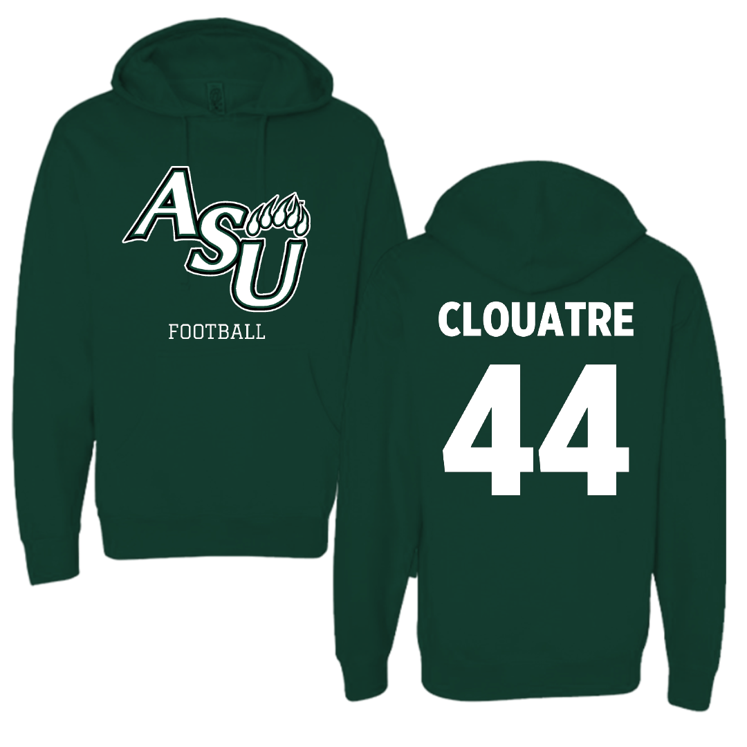 Adams State University Football Forest Green Block Hoodie - #44 Anthony Clouatre