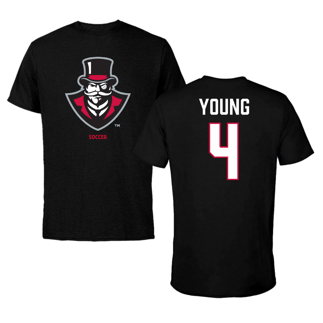Austin Peay State University Soccer (W) Black Tee - #4 Carolyne Young