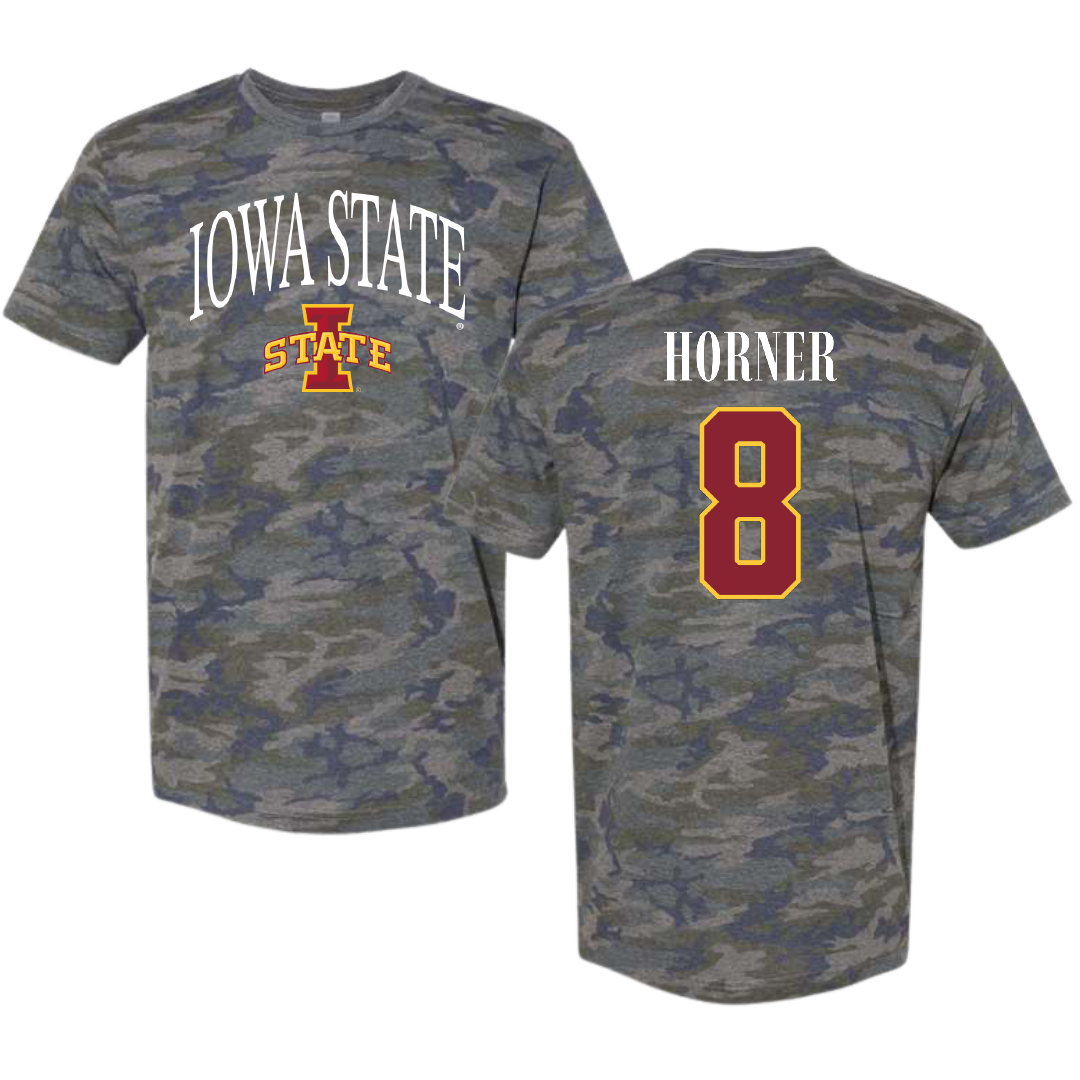 Iowa State University Soccer Vintage Camo Tee - #8 Avery Horner
