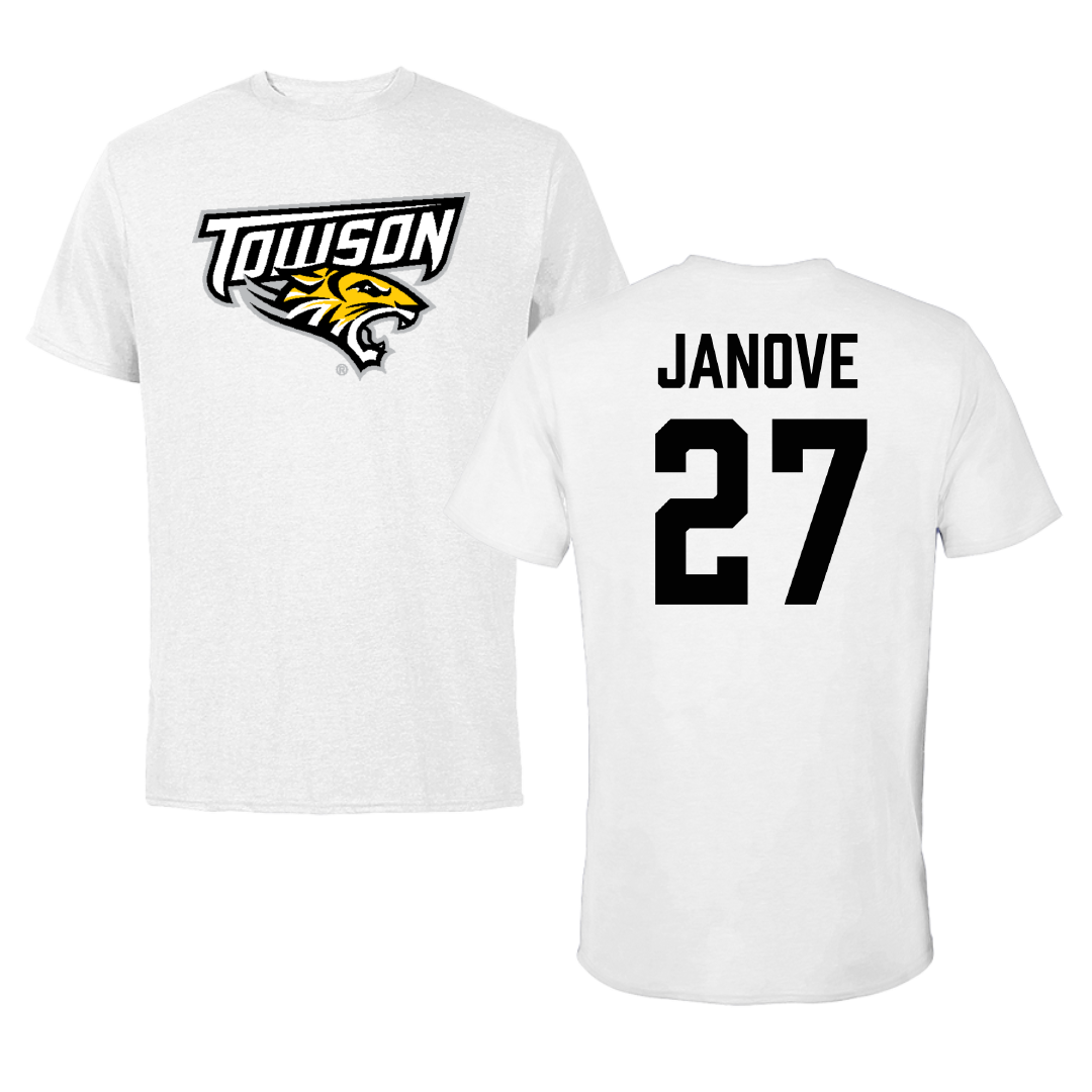 Towson University Baseball White Tee - #27 Josh Janove