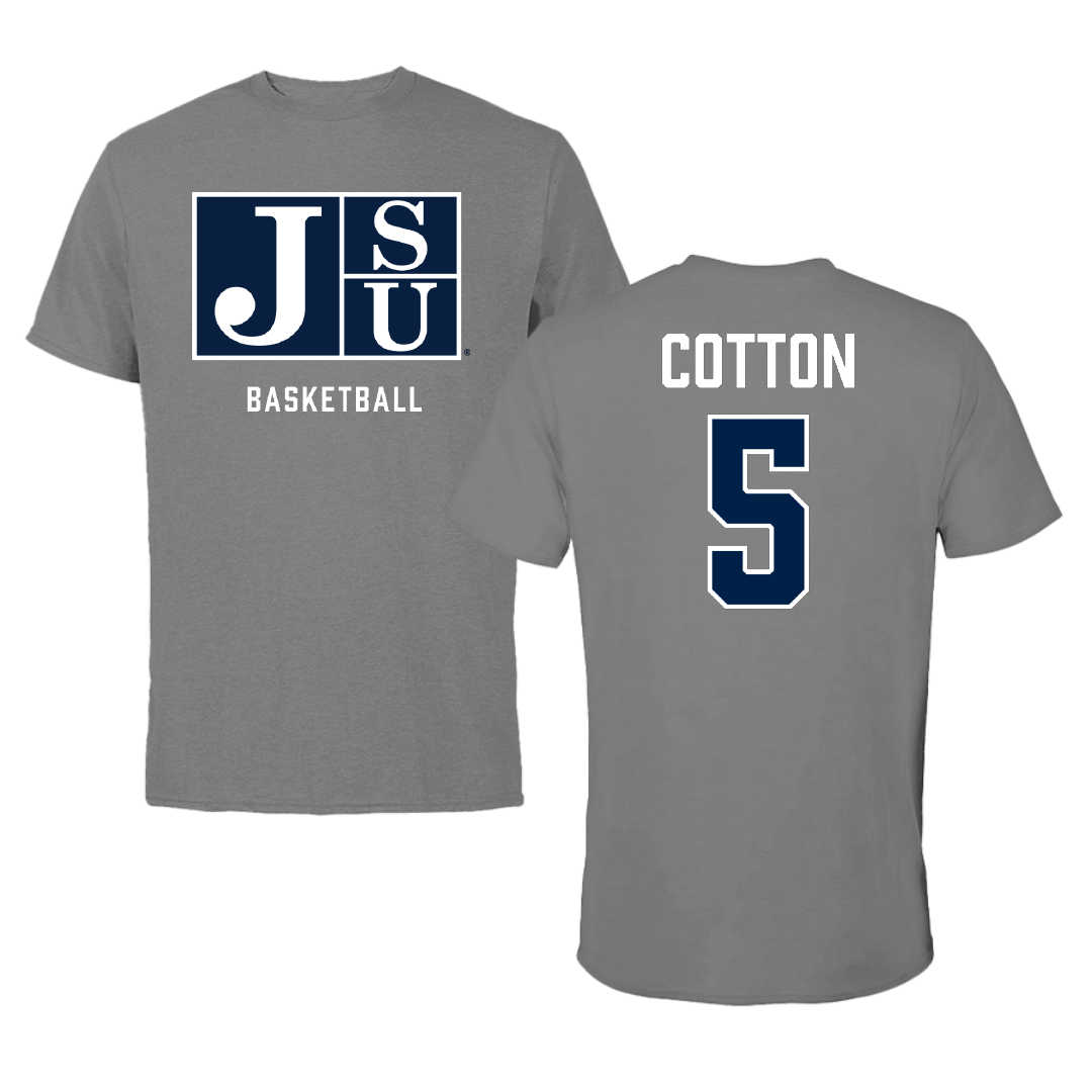 Jackson State University Basketball Gray Tee - #5 Jaileyah Cotton