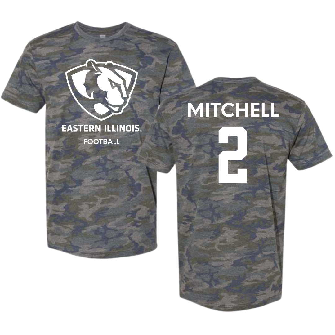 Eastern Illinois University Football Vintage Camo Tee - #2 Bruce Mitchell