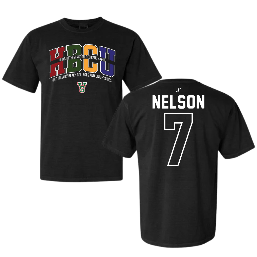 Mississippi Valley State University Football Black HBCU Comfort Colors Tee - #7 Camo Nelson