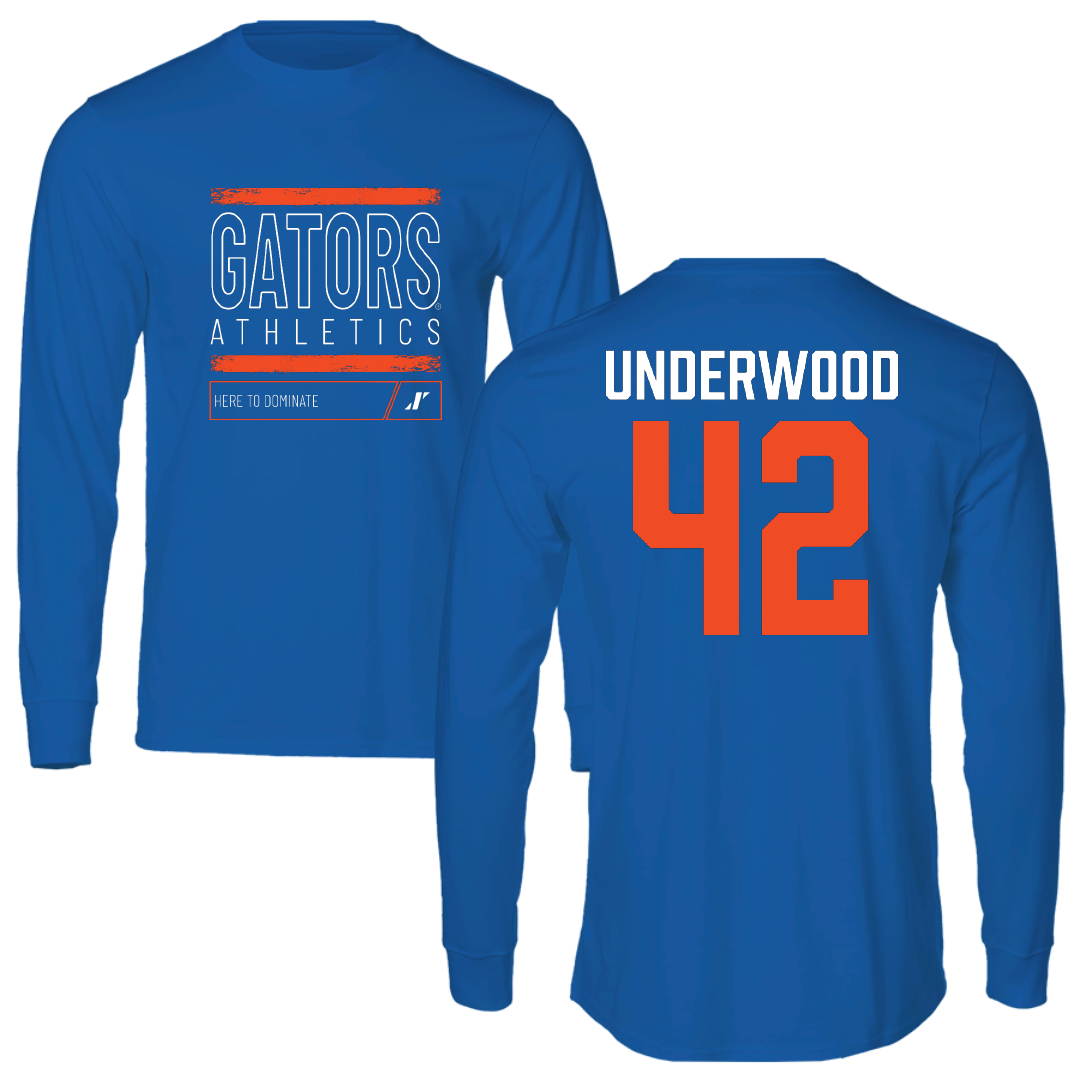 University of Florida Football Blue Dominate Long Sleeve - #42 Rocco Underwood