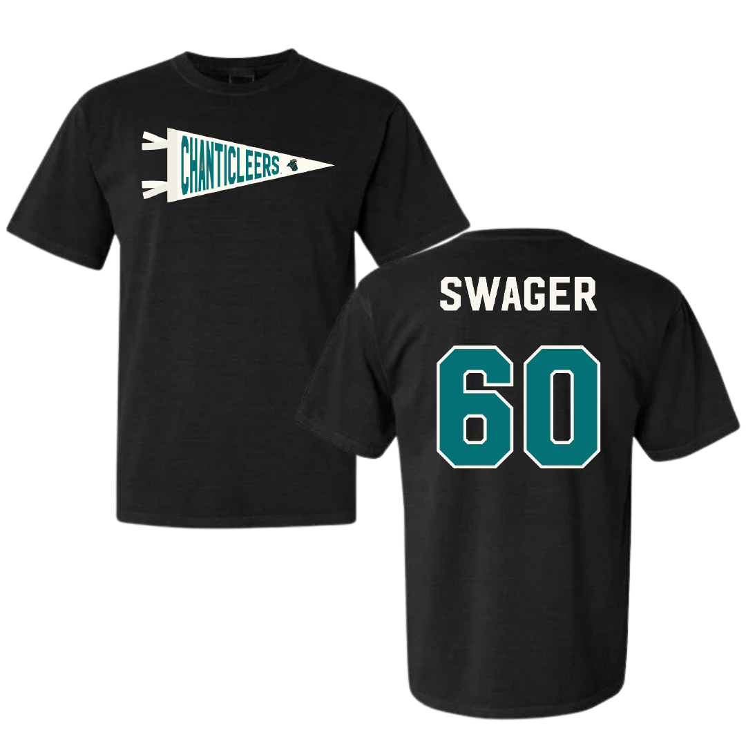 Coastal Carolina University Football Black Pennant Comfort Colors Tee - #60 Mike Swager