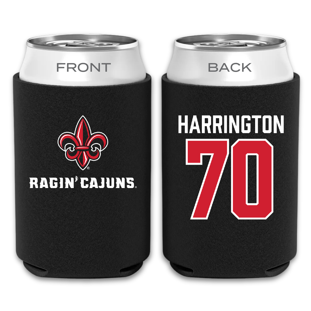 University of Louisiana at Lafayette Football Black Can Cooler - #70 Jax Harrington